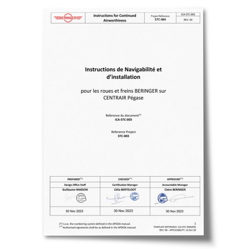 STC-003 - Centrair Pégase - Installation and maintenance manual